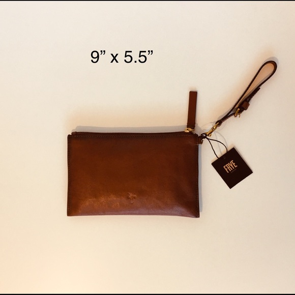 Frye Leather Wristlet Pouch Clutch Brown Cognac - Picture 8 of 8